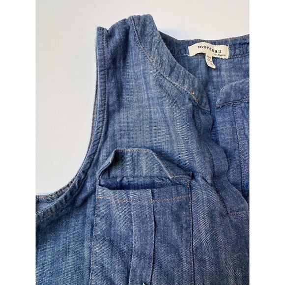 Monteau 100% Cotton Light Denim Sleeveless Mini Shift Dress Women's Medium - Picture 4 of 9